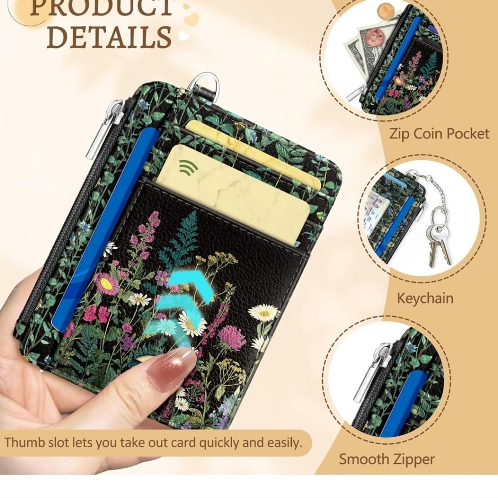 Floral Card Organizer Wallet